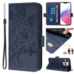 Embossed Rose RFID Anti-theft Leather Phone Case, For iPhone 14 Pro Max, For iPhone SE 2022 / SE 2020 / 8 / 7, For iPhone 13 Pro Max, For iPhone 13 Pro, For iPhone 13 mini, For iPhone 12  / 12 Pro, For iPhone 12 Pro Max, For iPhone 12 mini