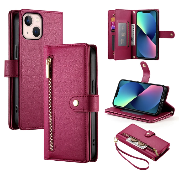 Nine Card-slot Zipper Wallet Bag Leather Phone Case, For iPhone 14 Pro Max, For iPhone 13 Pro Max, For iPhone 13 Pro, For iPhone 13, For iPhone 13 mini, For iPhone 12 / 12 Pro, For iPhone 12 Pro Max, For iPhone 12 mini