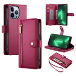 Nine Card-slot Zipper Wallet Bag Leather Phone Case, For iPhone 14 Pro Max, For iPhone 13 Pro Max, For iPhone 13 Pro, For iPhone 13, For iPhone 13 mini, For iPhone 12 / 12 Pro, For iPhone 12 Pro Max, For iPhone 12 mini
