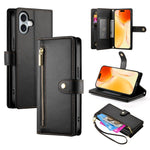 Nine Card-slot Zipper Wallet Bag Leather Phone Case, For iPhone 17 Pro Max, For iPhone 17 Pro, For iPhone 17, For iPhone Air, For iPhone 16e, For iPhone 16 Pro Max, For iPhone 16 Pro, For iPhone 16 Plus