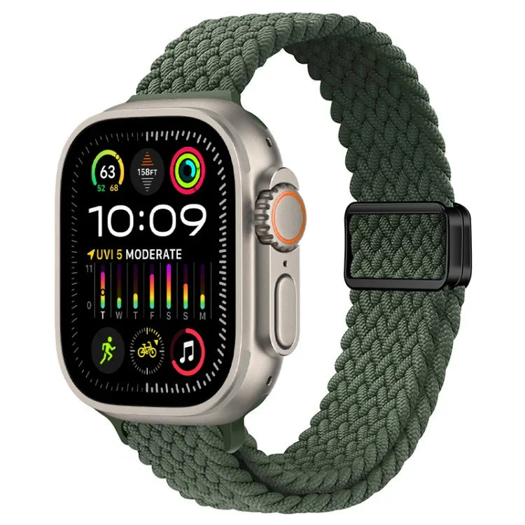 Slim Magnetic Buckle Nylon Braided Watch Band, For Apple Watch Ultra 2 49mm, For Apple Watch Series 9 45mm