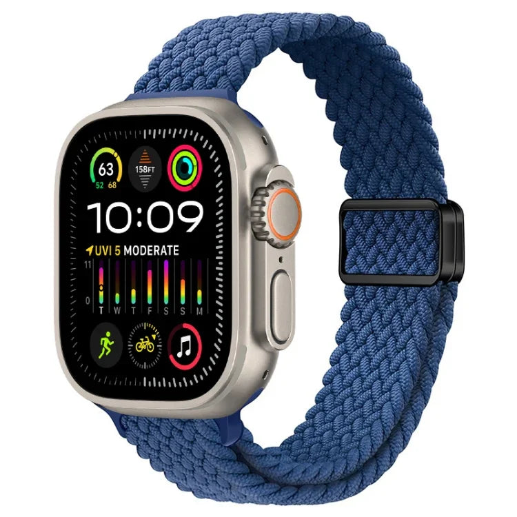 Slim Magnetic Buckle Nylon Braided Watch Band, For Apple Watch Ultra 2 49mm, For Apple Watch Series 9 45mm