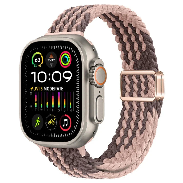 Slim Magnetic Buckle Nylon Braided Watch Band, For Apple Watch Ultra 2 49mm, For Apple Watch Series 9 45mm