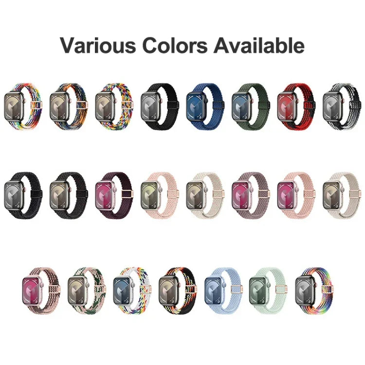 Slim Magnetic Buckle Nylon Braided Watch Band, For Apple Watch Series 10 46mm, For Apple Watch Series 10 42mm