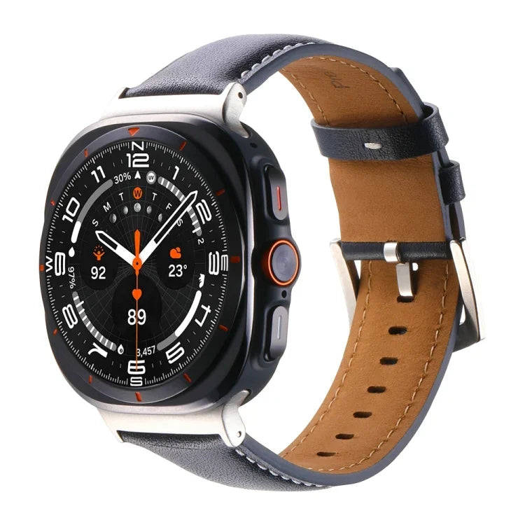 Plain Genuine Leather Watch Band, For Samsung Galaxy Watch Ultra 47mm / Ultra 2025