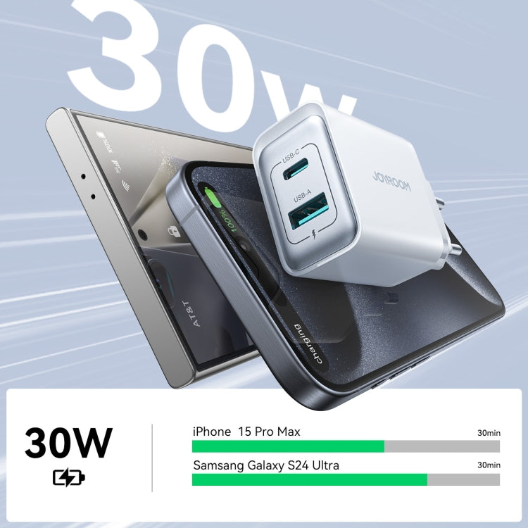 JOYROOM JR-TCF15 30W USB+USB-C / Type-C Fast Charger, EU Plug