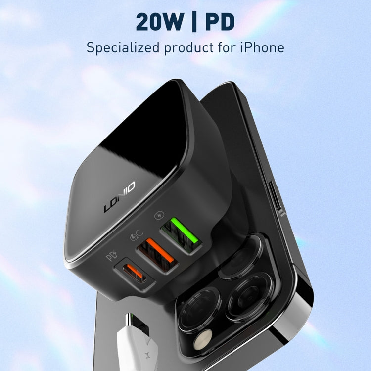 LDNIO Q334 32W Type-C + Dual USB Port Charger with 1m USB-C / Type-C to USB-C / Type-C Data Cable, EU Plug, UK Plug, US Plug