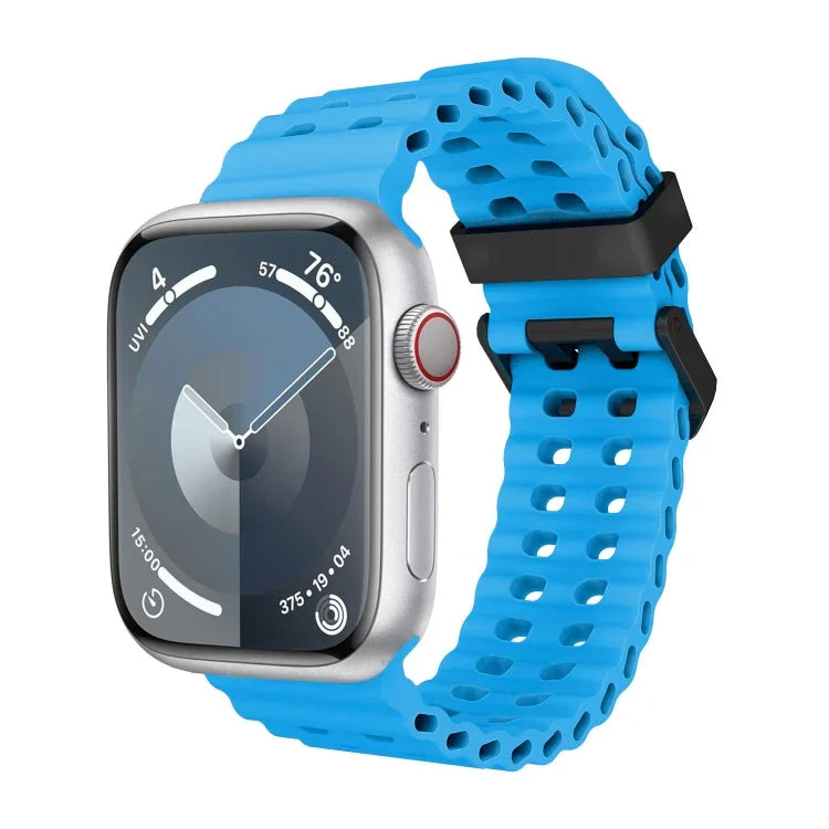 Ocean Dual-Row Hole Silicone Watch Band, For Apple Watch SE 2023 44mm, For Apple Watch Ultra 2 49mm, For Apple Watch Series 9 45mm