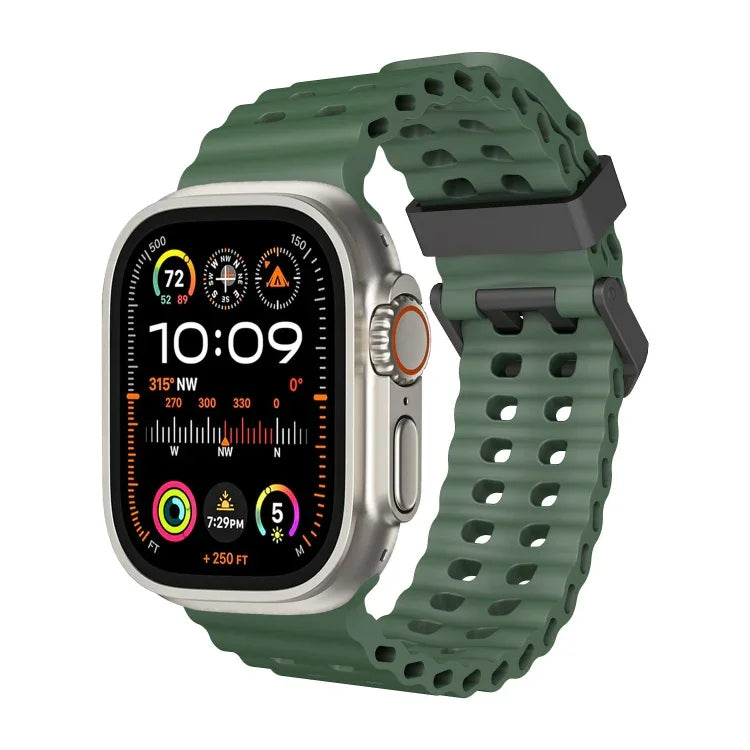Ocean Dual-Row Hole Silicone Watch Band, For Apple Watch SE 2023 44mm, For Apple Watch Ultra 2 49mm, For Apple Watch Series 9 45mm