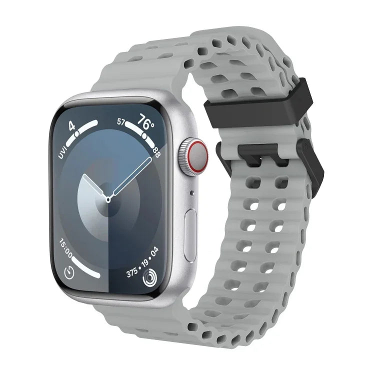 Ocean Dual-Row Hole Silicone Watch Band, For Apple Watch Ultra 49mm, For Apple Watch Series 8 45mm, For Apple Watch SE 2022 44mm
