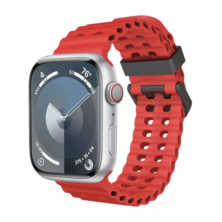 Ocean Dual-Row Hole Silicone Watch Band, For Apple Watch Series 7 45mm, For Apple Watch SE 44mm, For Apple Watch Series 6 44mm