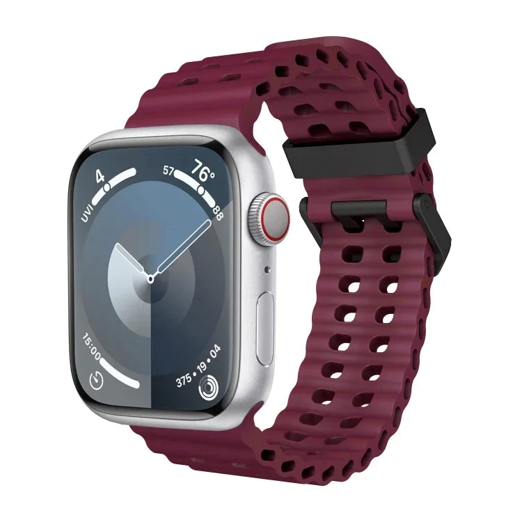 Ocean Dual-Row Hole Silicone Watch Band, For Apple Watch Series 5 44mm, For Apple Watch Series 4 44mm, For Apple Watch Series 3 42mm
