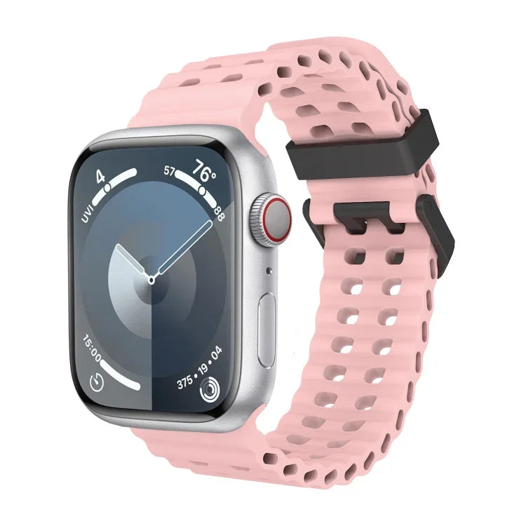 Ocean Dual-Row Hole Silicone Watch Band, For Apple Watch Series 5 44mm, For Apple Watch Series 4 44mm, For Apple Watch Series 3 42mm