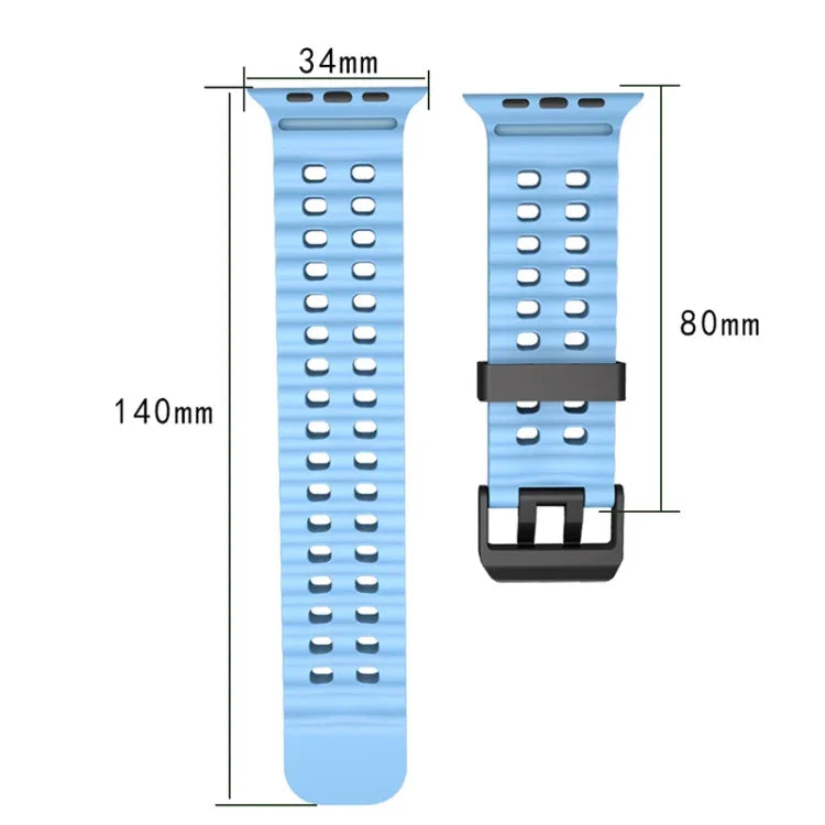 Ocean Dual-Row Hole Silicone Watch Band, For Apple Watch Ultra 49mm, For Apple Watch Series 8 45mm, For Apple Watch SE 2022 44mm