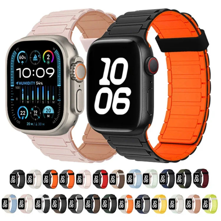 Tri-beads Magnetic Hoop Silicone Watch Band, For Apple Watch Series 3 42mm