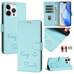 Smile Embossing RFID Leather Phone Case, For iPhone 17 Pro Max, For iPhone 17 Pro, For iPhone 17, For iPhone Air, For iPhone SE 2024, For iPhone 16 Pro Max, For iPhone 16 Pro, For iPhone 16 Plus