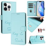 Smile Embossing RFID Leather Phone Case, For iPhone 17 Pro Max, For iPhone 17 Pro, For iPhone 17, For iPhone Air, For iPhone SE 2024, For iPhone 16 Pro Max, For iPhone 16 Pro, For iPhone 16 Plus