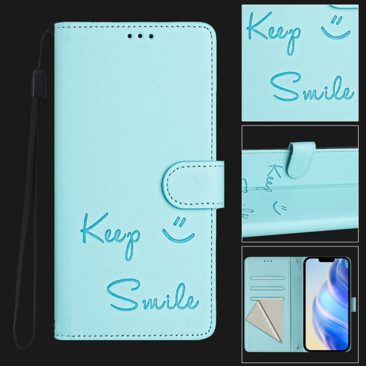 Smile Embossing RFID Leather Phone Case, For iPhone 16, For iPhone 15 Pro Max, For iPhone 15 Pro, For iPhone 15 Plus, For iPhone 15, For iPhone 14 Plus, For iPhone 14 / 13, For iPhone 14 Pro