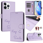 Smile Embossing RFID Leather Phone Case, For iPhone 14 Pro Max, For iPhone SE 2022 / 2020 / 8 / 7, For iPhone 13 Pro Max, For iPhone 13 Pro, For iPhone 13 mini, For iPhone 12 / 12 Pro, For iPhone 12 Pro Max, For iPhone 12 mini