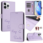 Smile Embossing RFID Leather Phone Case, For iPhone 14 Pro Max, For iPhone SE 2022 / 2020 / 8 / 7, For iPhone 13 Pro Max, For iPhone 13 Pro, For iPhone 13 mini, For iPhone 12 / 12 Pro, For iPhone 12 Pro Max, For iPhone 12 mini