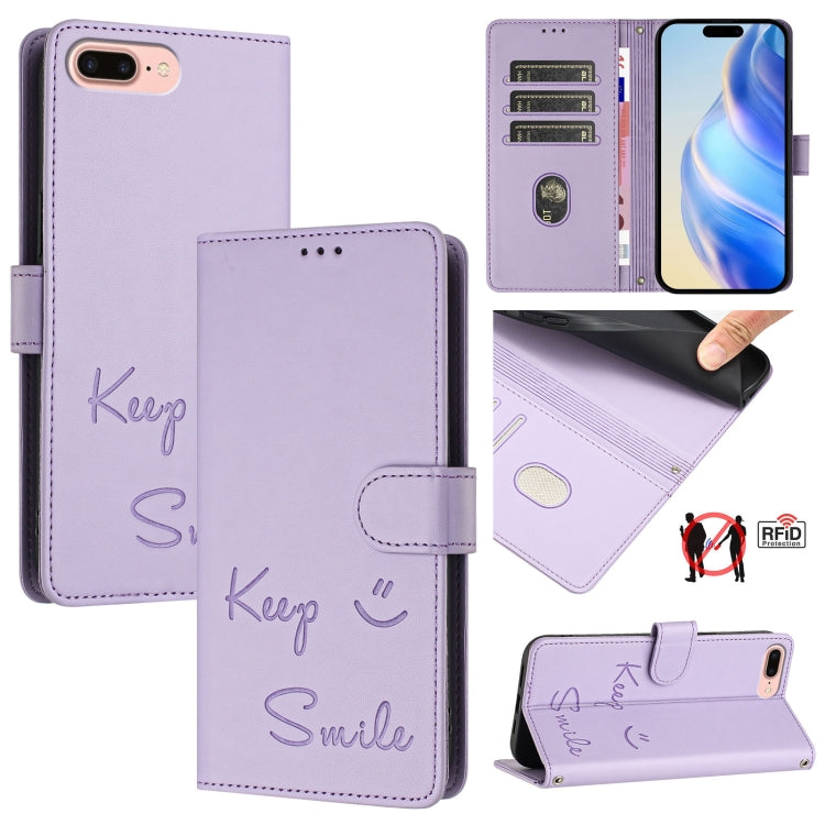 Smile Embossing RFID Leather Phone Case, For iPhone 11 Pro Max, For iPhone 11, For iPhone 11 Pro, For iPod Touch 7 / 6 / 5, For iPhone X / XS, For iPhone XR, For iPhone XS Max, For iPhone 8 Plus / 7 Plus