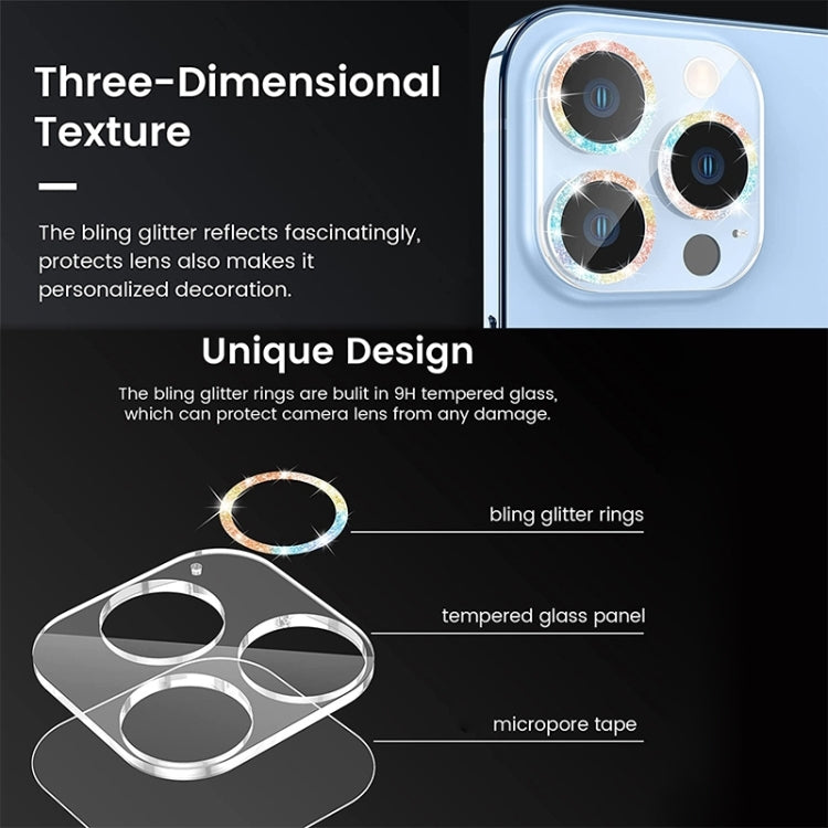 Glitter Ring Tempered Glass Camera Lens Film, For iPhone 17, For iPhone 16 Pro / 16 Pro Max, For iPhone 16 / 16 Plus