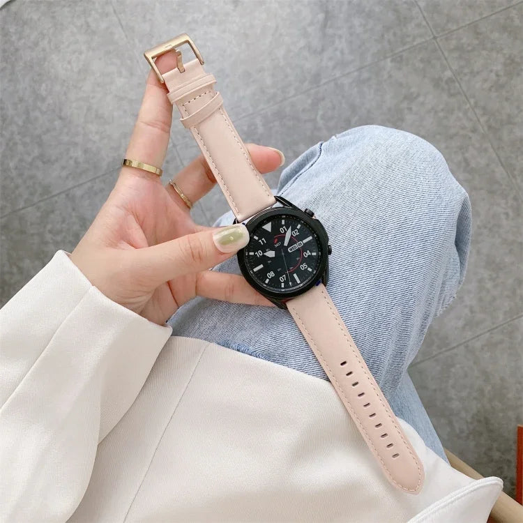 Genuine Leather Silver Buckle Replacement Strap Watchband, For Samsung Galaxy Watch3 45mm, For Samsung Galaxy Watch3 41mm