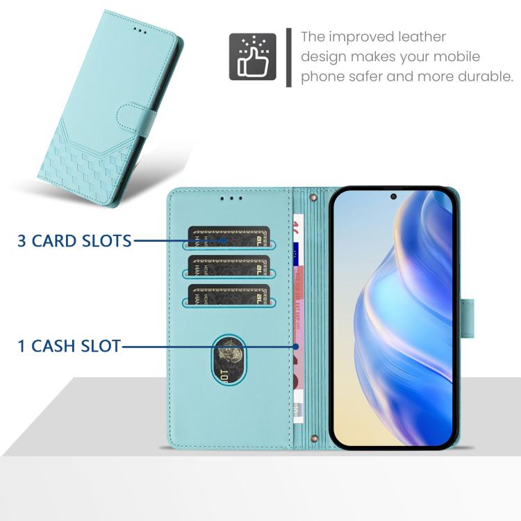 Honeycomb Embossing RFID Leather Phone Case, For iPhone 17e / 16e, For iPhone 17 Pro Max, For iPhone 17 Pro, For iPhone 17, For iPhone Air, For iPhone 16 Pro Max, For iPhone 16 Pro, For iPhone 16 Plus