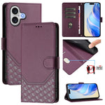Honeycomb Embossing RFID Leather Phone Case, For iPhone 17e / 16e, For iPhone 17 Pro Max, For iPhone 17 Pro, For iPhone 17, For iPhone Air, For iPhone 16 Pro Max, For iPhone 16 Pro, For iPhone 16 Plus