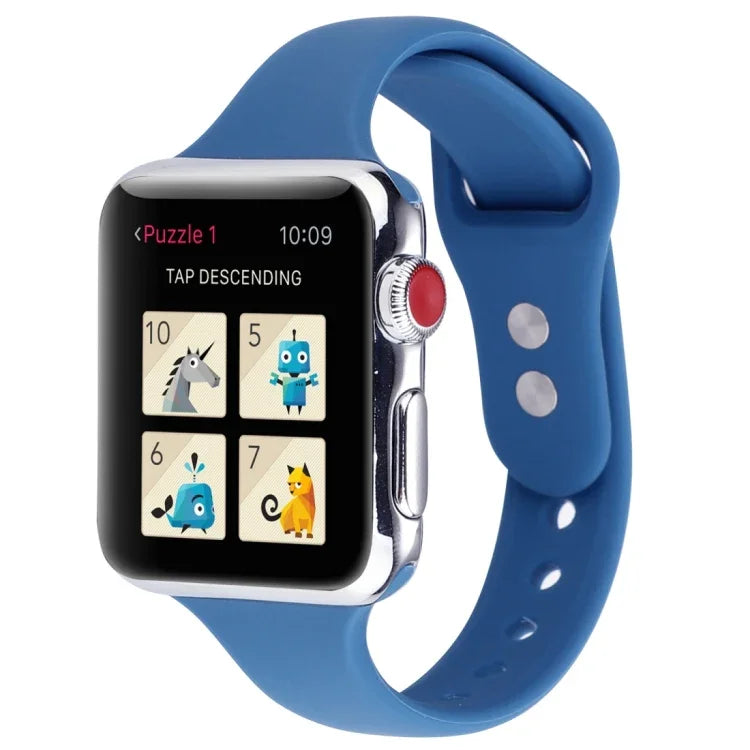 Thin Silicone Double Buckle Replacement Wrist Strap, For Apple Watch Series 7 41mm / 6 & SE & 5 & 4 40mm / 3 & 2 & 1 38mm, For Apple Watch Series 8&7 41mm / SE 2&6&SE&5&4 40mm / 3&2&1 38mm