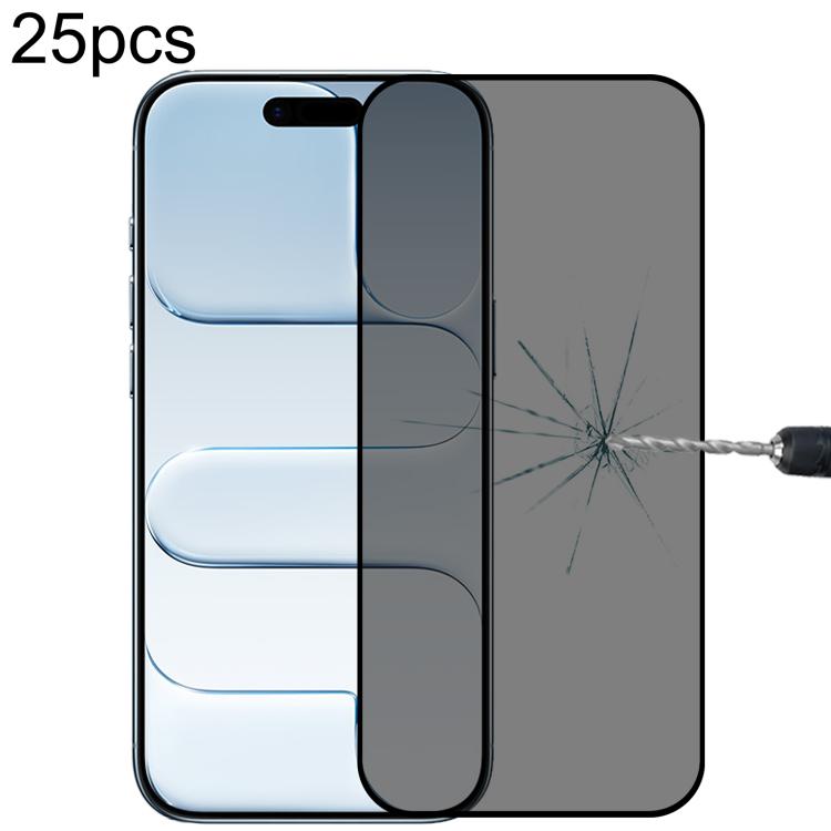 25pcs Full Cover Anti-spy Silk Screen Tempered Glass Film, For iPhone 17 Pro Max, For iPhone 17 Pro, For iPhone 17, For iPhone Air, For iPhone 16 Pro Max, For iPhone 16 Pro, For iPhone 16 Plus, For iPhone 16