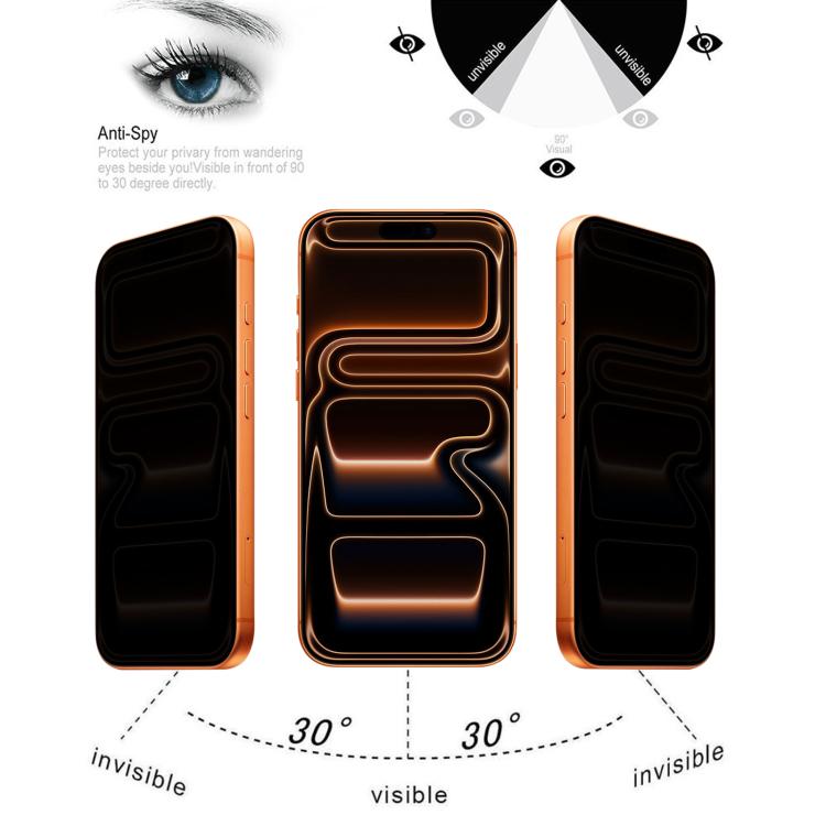 25pcs Full Cover Anti-spy Silk Screen Tempered Glass Film, For iPhone 17 Pro Max, For iPhone 17 Pro, For iPhone 17, For iPhone Air, For iPhone 16 Pro Max, For iPhone 16 Pro, For iPhone 16 Plus, For iPhone 16