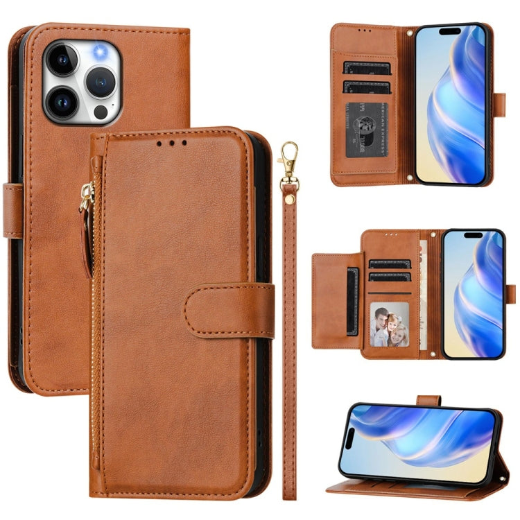 Multi-Card Slots Zipper Wallet Leather Phone Case, For iPhone 17e / 16e, For iPhone 17 Pro Max, For iPhone 17 Pro, For iPhone 17, For iPhone Air, For iPhone 16 Pro Max, For iPhone 16 Pro, For iPhone 16 Plus