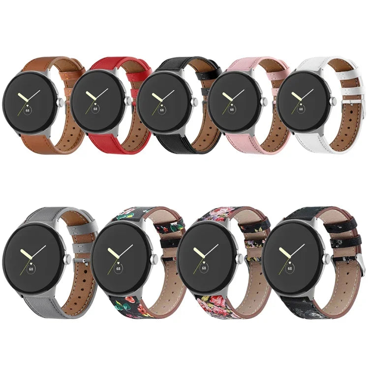 Round Tail Genuine Leather Watch Band, For Google Pixel Watch 4 / Watch 3 45mm