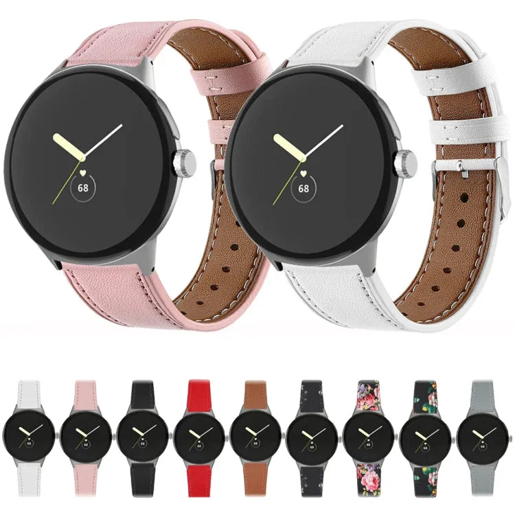 Round Tail Genuine Leather Watch Band, For Google Pixel Watch 4 / Watch 3 45mm