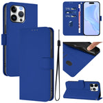 Skin Feel Solid Color Leather Phone Case with Lanyard, For iPhone Air, For iPhone 16 Pro Max