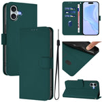 Skin Feel Solid Color Leather Phone Case with Lanyard, For iPhone 16 Pro, For iPhone 16 Plus