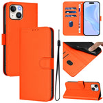 Skin Feel Solid Color Leather Phone Case with Lanyard, For iPhone 14 / 13, For iPhone 14 Pro