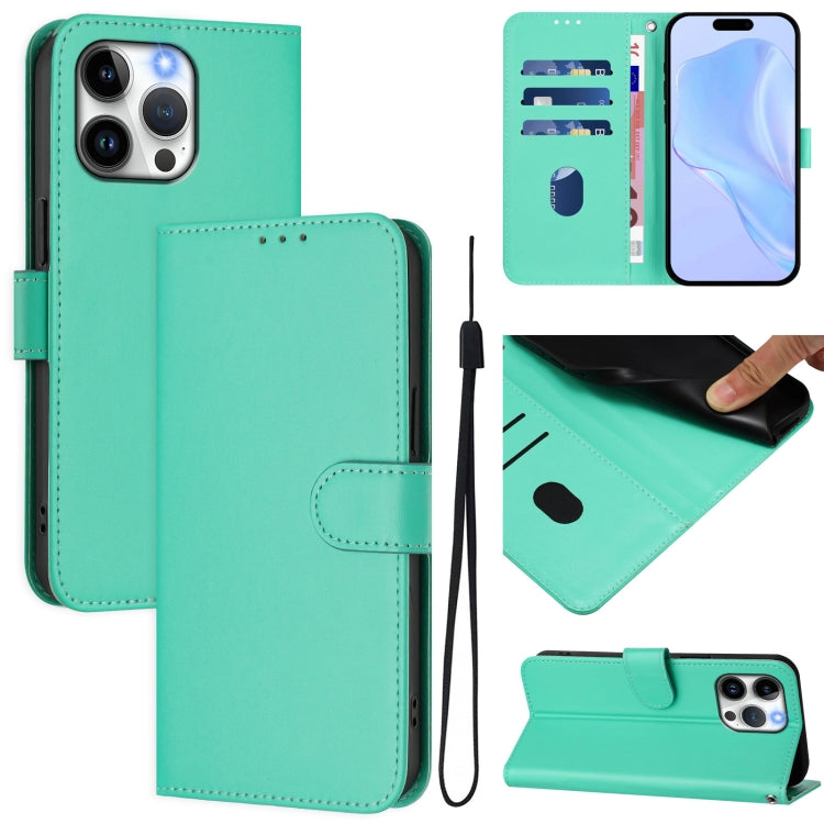 Skin Feel Solid Color Leather Phone Case with Lanyard, For iPhone 14 Pro Max, For iPhone SE 2022 / 2020