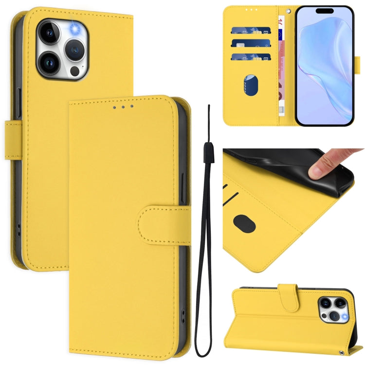 Skin Feel Solid Color Leather Phone Case with Lanyard, For iPhone 14 Pro Max, For iPhone SE 2022 / 2020