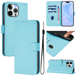 Skin Feel Solid Color Leather Phone Case with Lanyard, For iPhone 14 Pro Max, For iPhone SE 2022 / 2020
