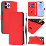 Skin Feel Solid Color Leather Phone Case with Lanyard, For iPhone 11 Pro, For iPhone XS / X