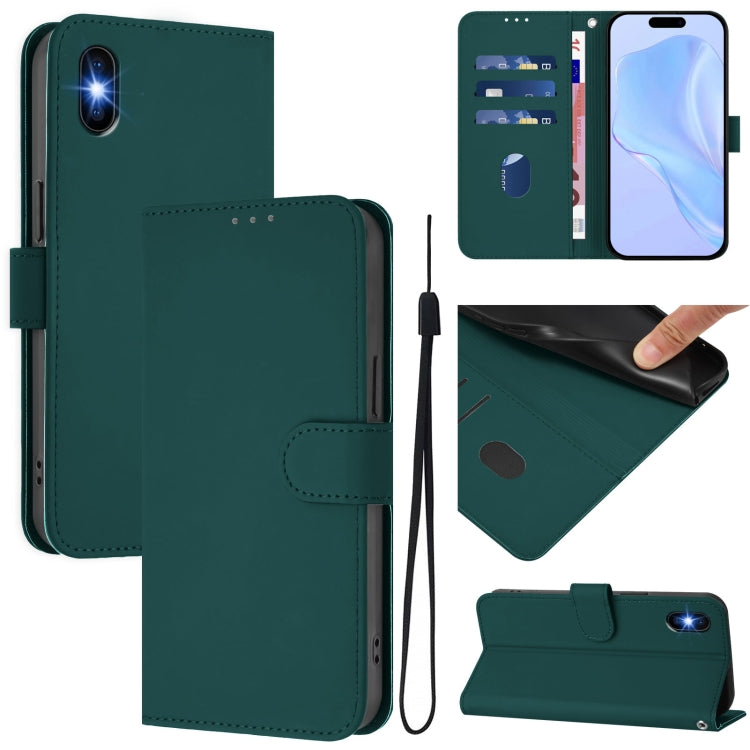 Skin Feel Solid Color Leather Phone Case with Lanyard, For iPhone 11 Pro, For iPhone XS / X