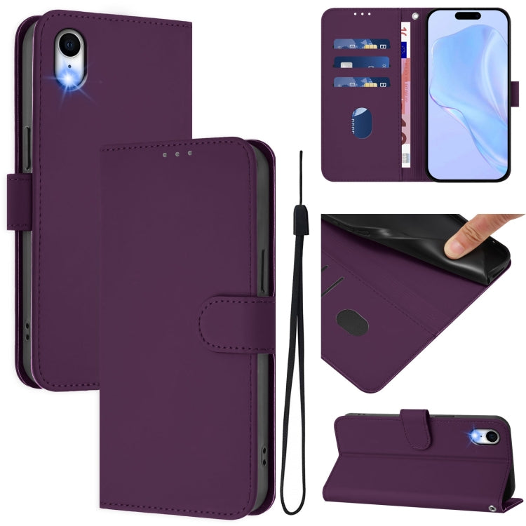 Skin Feel Solid Color Leather Phone Case with Lanyard, For iPhone XR, For iPhone XS Max