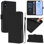 Skin Feel Solid Color Leather Phone Case with Lanyard, For iPhone XR, For iPhone XS Max