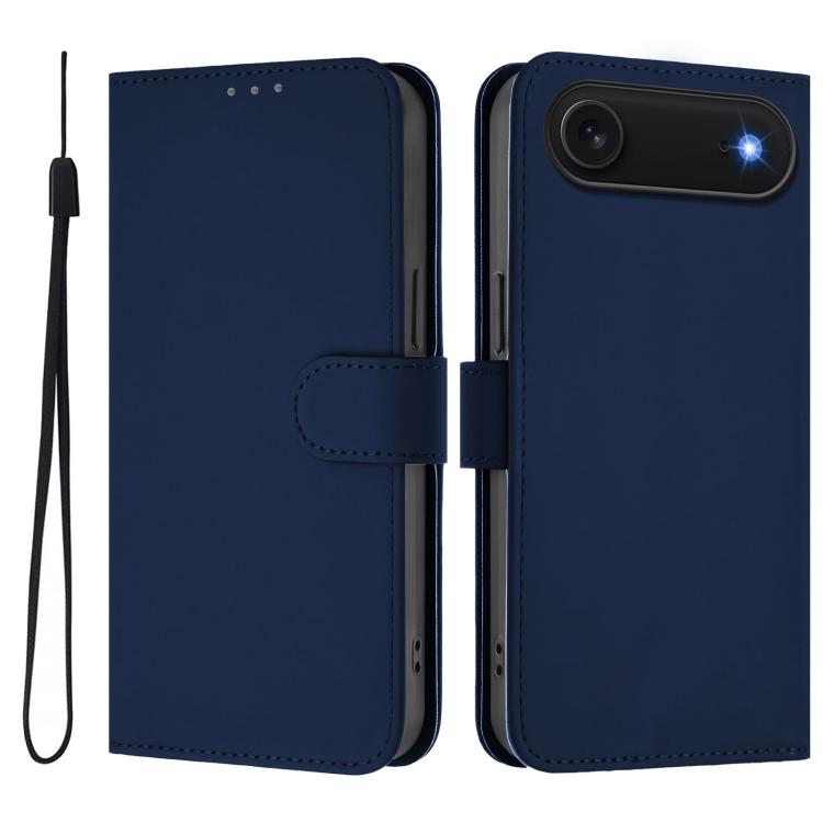 Skin Feel Solid Color Leather Phone Case with Lanyard, For iPhone Air, For iPhone 16 Pro Max