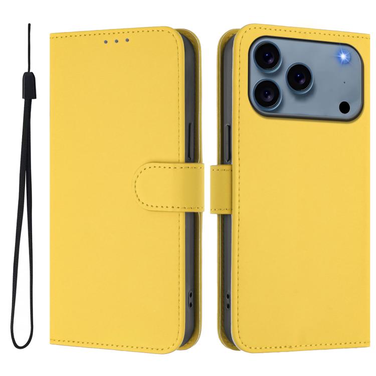 Skin Feel Solid Color Leather Phone Case with Lanyard, For iPhone 17e / 16e, For iPhone 17 Pro Max