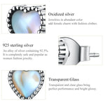 S925 Sterling Silver Simple Heart of Glass Earrings