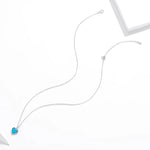 S925 Sterling Silver Deep Blue Heart Women Nacklace Jewelry