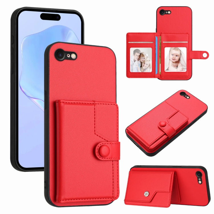 Button Card Bag RFID Anti-theft Phone Case, For iPhone SE 2022 / 2020, For iPhone 13 Pro Max, For iPhone 13 Pro, For iPhone 13, For iPhone 13 mini, For iPhone 12, For iPhone 12 Pro Max, For iPhone 12 Pro